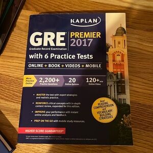 Kaplan premier GRE book with 6 practice tests